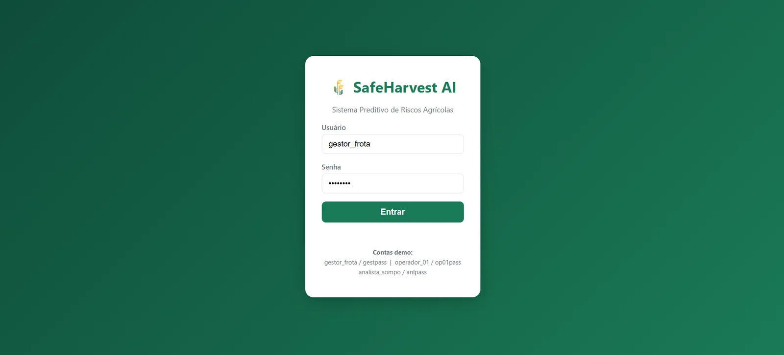 Preview do projeto SafeHarvest AI