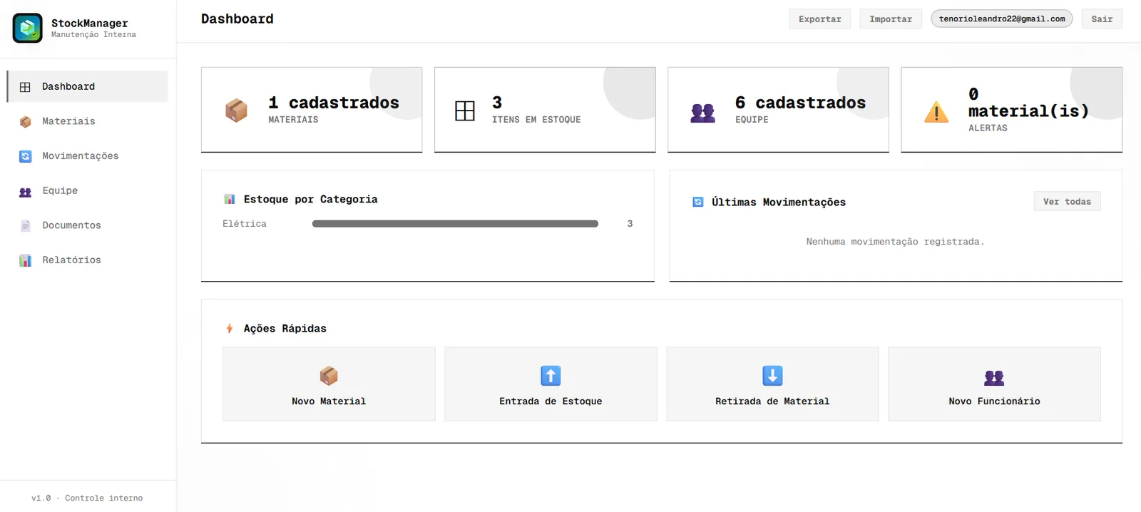 Preview do projeto StockManager